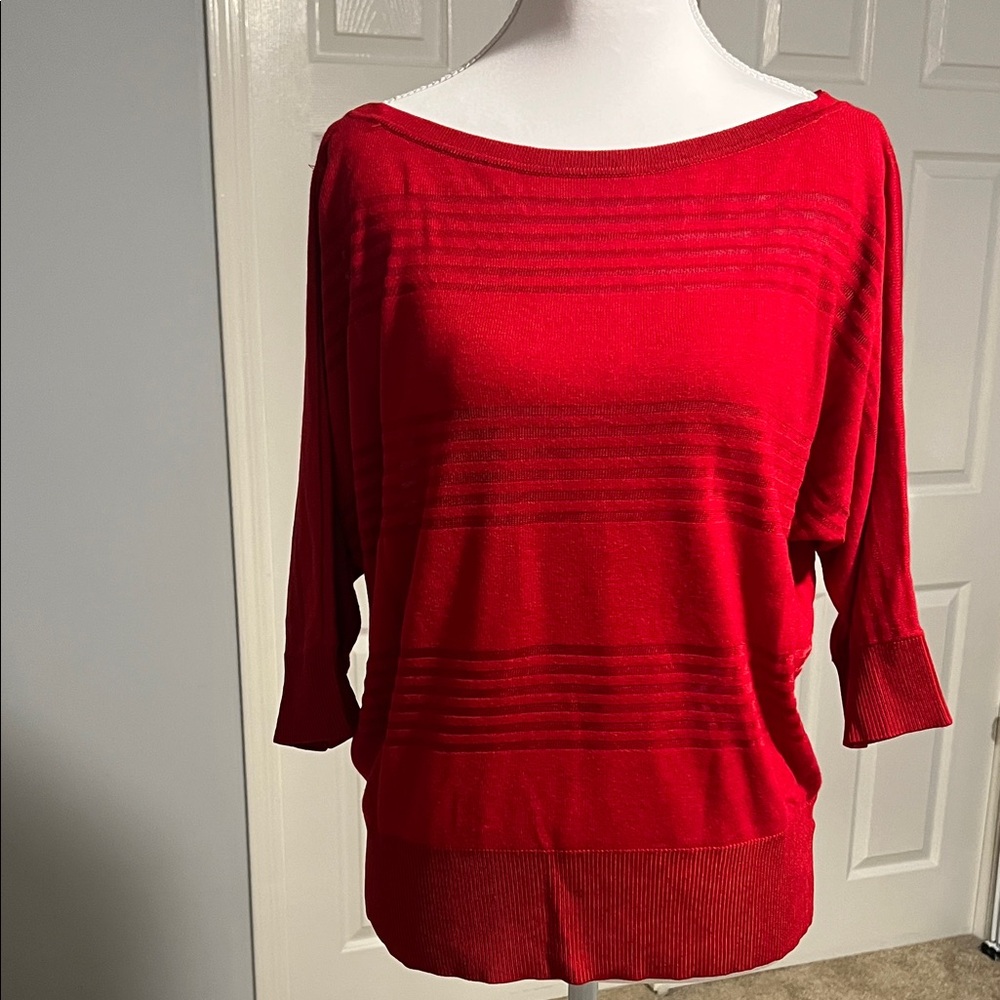 Red Boat Neck Reversible 3/4 Sleeve Top